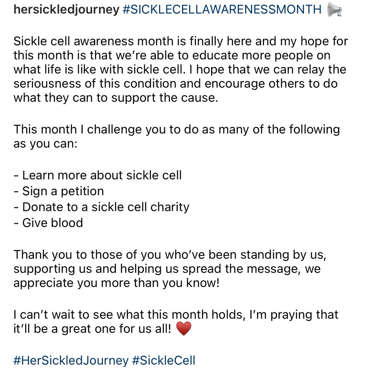 Happy #SickleCellAwarenessMonth 💃🏾🎉

Let’s make the most of it!!! 🙌🏾

#HerSickledJourney #SickleCell