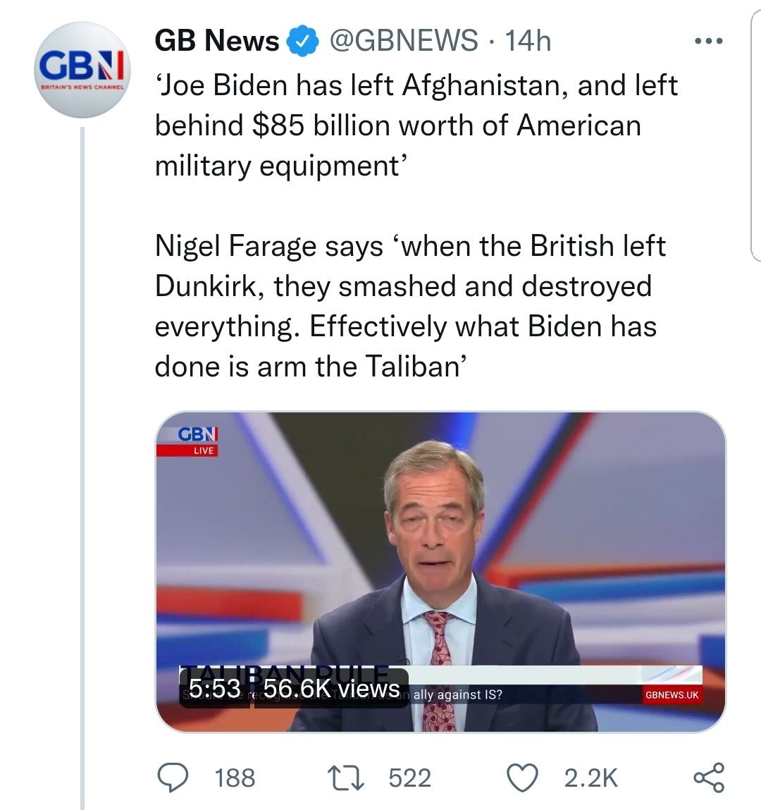 Actually the British left a lot of equipment and supplies behind at Dunkirk and it was used by the Germans. Farage is lying