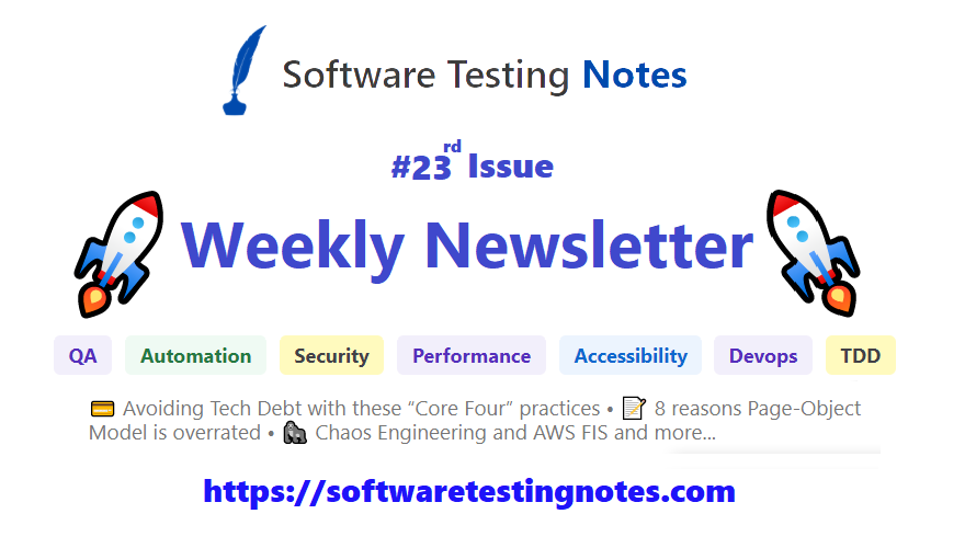 Hello everyone! 🙌

The 23rd issue on #SoftwareTesting is out.
👉 softwaretestingnotes.substack.com/p/issue-23-sof…

Great articles and resources by <a href="/cetico/">Igor macedo</a>, <a href="/kais_blog/">Kai 🤓💻🔥</a>, <a href="/braddle/">Mark Bradley (@braddle@mastodon.social)</a>, <a href="/mheusser/">Matt Heußer</a>, <a href="/KithminaM/">k</a>, <a href="/supratip/">Supratip Banerjee</a>, <a href="/vickieli7/">Vickie Li</a>, <a href="/mcruzdrake/">Marie Cruz 🇵🇭</a>, @harinderseera more ! 👏

#QA #testing