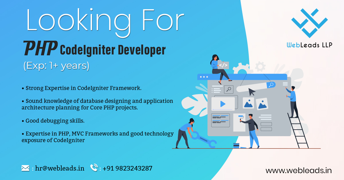 WebLeads_'s tweet image. We are looking for dynamic PHP #CodeIgniterDeveloper, interested candidate can share the candidate at hr@webleads.in
#vacancy #jobseekers #Hiring