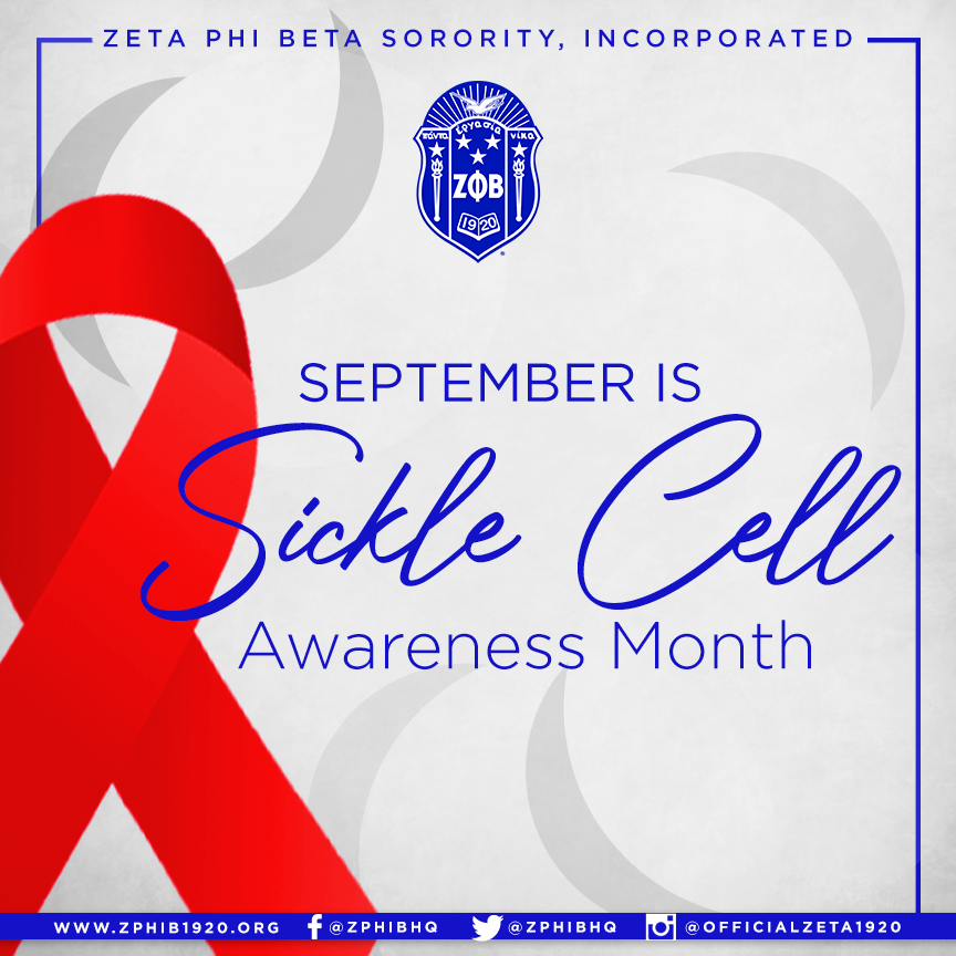 ZPhiBInc1920's tweet photo. September is Sickle Cell Awareness Month. #zetaphibeta #zphib #zphib1920 #sicklecellawareness https://t.co/V61joEs4yi