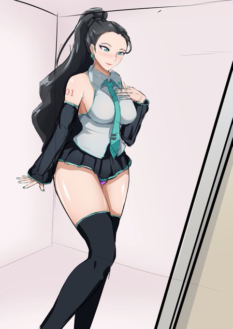 ミクさんの服を着た美城常務のラフです

最初髪型もツインテにしようとしたけど流石にキツくてやめました

ウマ娘に美城常務みたいなキャラが来たらしくてちょっと気になる... 