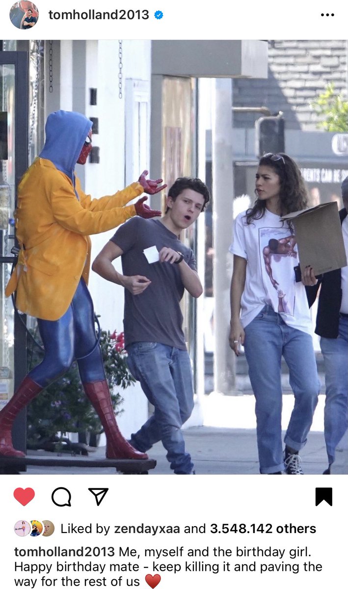 tomhollandsdaya's tweet photo. Tom went from calling Zendaya mate to birthday girl to MY MJ... :,) https://t.co/xpAivX8CxX