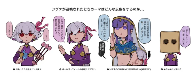 Q.シヴァが召喚された時のカーマの反応はどれか。 