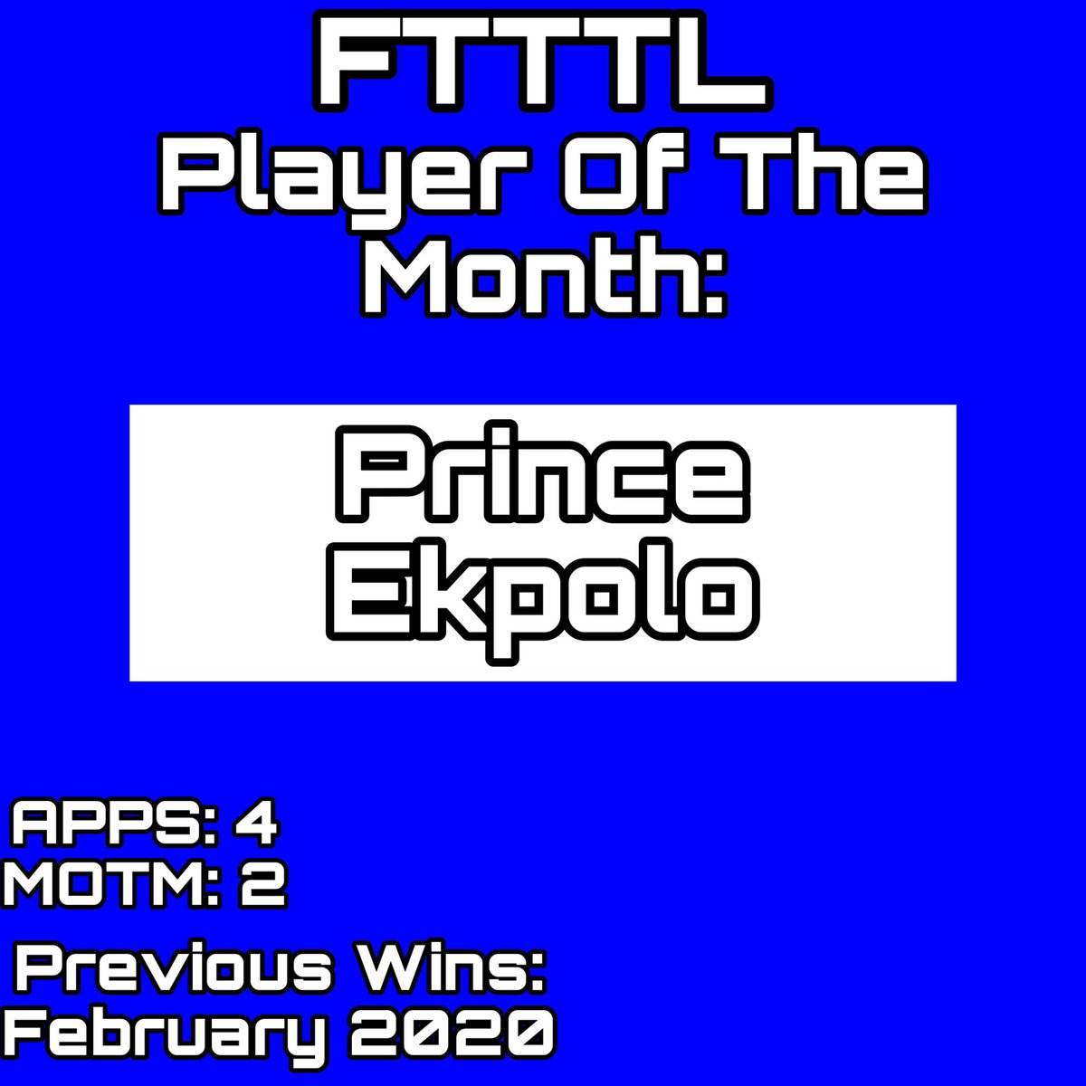 We are proud to announce <a href="/Prince_Ekpolo/">Prince Ekpolo</a> as our player of the month for August! Prince won man of the match for both of our Nethermoor fixtures.  

Congratulations Prince!