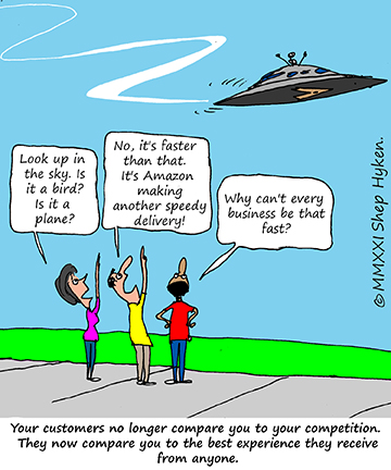 Hyken's tweet image. Regardless of the type of business or industry you are in, have you adapted the way you do business to meet the new expectations of a customer who has been, for lack of a better word, Amazonized? 

hyken.com/customer-exper… #customerservice #customerexperience #CX