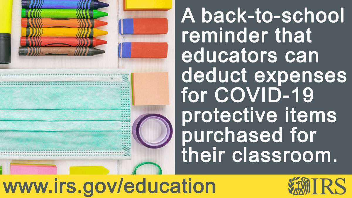 IRSnews on Twitter "A BackToSchool reminder from the IRS Educators can deduct outofpocket