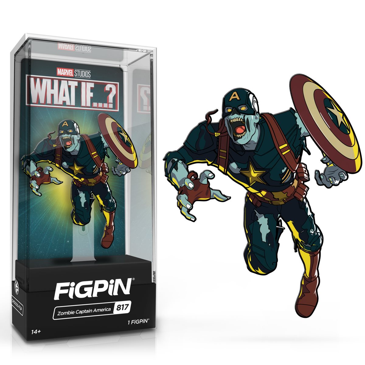 1UpAnime's tweet photo. Marvel Studios What If…? FiGPiN Zombie Captain America, T'Challa Star-Lord, Captain Carter, &amp; The Watcher 🛒$15.00📦February 2022 https://t.co/PeDL3jtEws https://t.co/9nKMTSXbcX