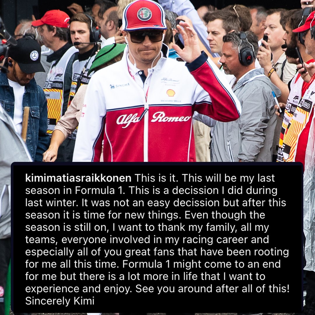 We are going to be sad to see you go, Kimi 😢

A titan of our sport. What a career! 👏

#F1