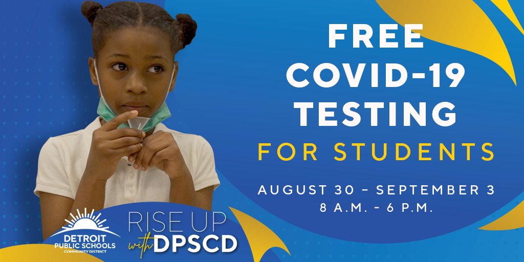 The first day of school on Sept 7 is around the corner #DPSCD! Schedule an appointment for a saliva-based COVID-19 test with parental consent at 2 locations – <a href="/EEVPA/">EEVPA</a> &amp; <a href="/RenaissanceHig3/">Renaissance High School</a> Aug 30 – Sept 3, 8am – 6pm. Register at lynxdx.health/dpscd.
