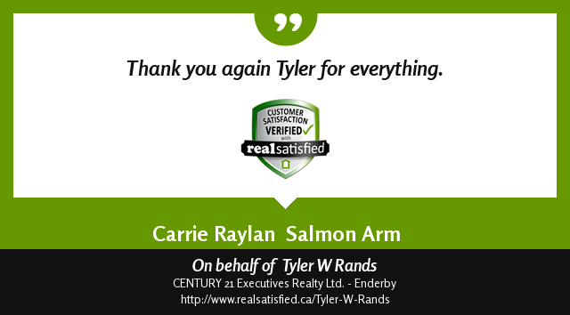 Who wouldn’t be honored by a recommendation like this?  realsatisfied.ca/Tyler-W-Rands via <a href="/realsatisfied/">RealSatisfied</a>