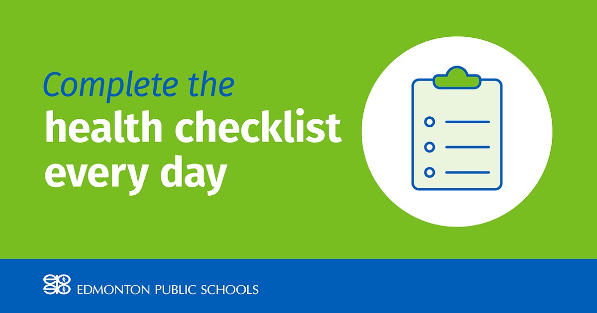 Before coming to school each day, #EPSB students, staff and visitors must complete the COVID-19 Alberta Health daily checklist. Keep the questionnaire handy and familiarize your family with the questions: open.alberta.ca/publications/c… #yeg