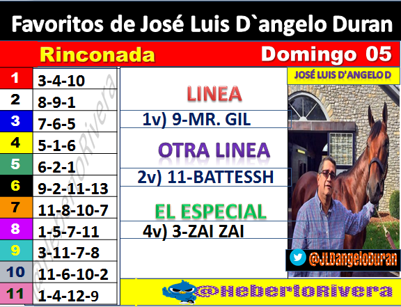 HebertoRiveratr's tweet photo. #Hipismo  #1Sep  #4Sep   Aquí Está  La información  del El Rey de las líneas los Favoritos de José Luis D'Angelo Durán @JLDangeloDuran    para la Rinconada Domingo 05 https://t.co/4oPbNYZTIG