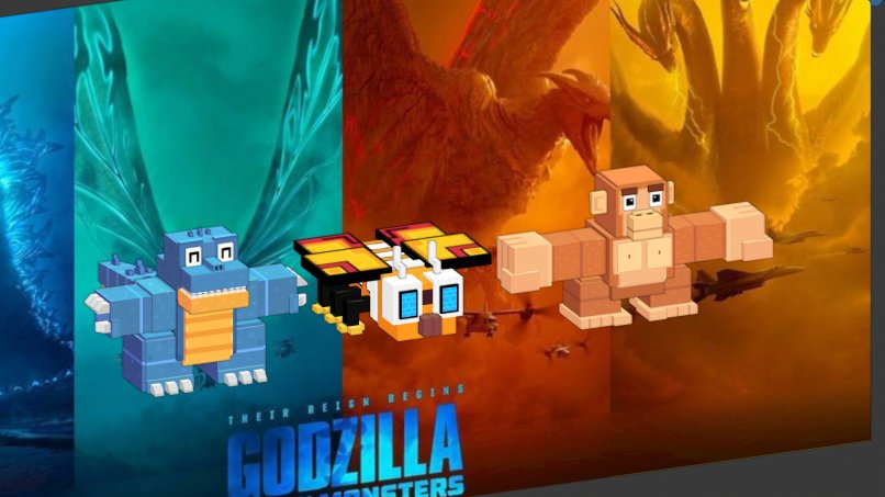 Grawney1's tweet photo. Voxel Kaijus para mi juego "Kaiju Attack", con ligeros cambios para evitar Copyright hahaha #Godzilla  #Mothra #KingKong https://t.co/mx4y72dRhI