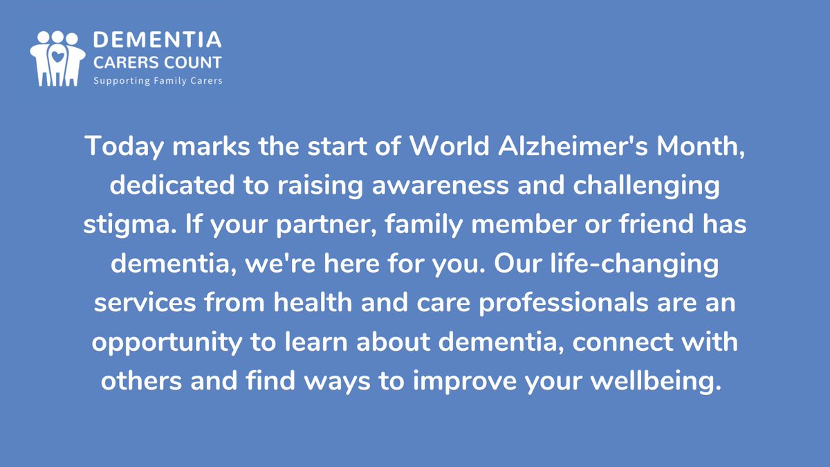 Visit our website to find out more about our free services and read the stories of some of the 700,000 families and friends caring for someone with dementia in the UK. #KnowAlzheimers #KnowDementia 

dementiacarers.org.uk