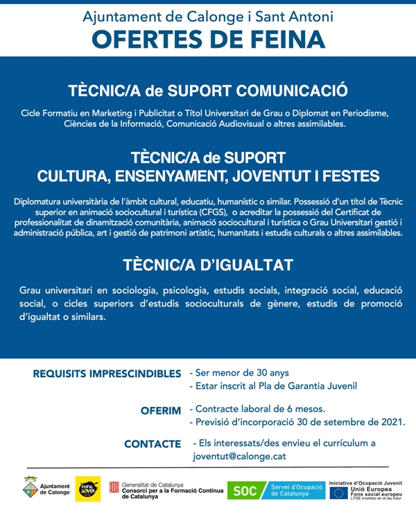 Revista Baix Empordà (@rbaixemporda) on Twitter photo L’<a href="/ajuntcalonge/">Ajuntament de Calonge i Sant Antoni</a> <a href="/CalongeStAntoni/">Calonge i Sant Antoni</a> contractarà tres joves titulats en prà ctiques: revistabaixemporda.cat/lajuntament-de… L’<a href="/ajuntcalonge/">Ajuntament de Calonge i Sant Antoni</a> <a href="/CalongeStAntoni/">Calonge i Sant Antoni</a> contractarà tres joves titulats en prà ctiques: revistabaixemporda.cat/lajuntament-de…