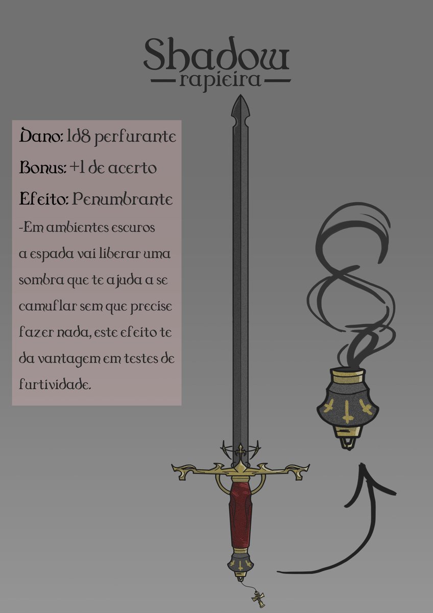 neuroze12's tweet photo. Streei meu #swordtember gostaram?

 Vou fazer espadas mágicas pra #DnD o swordtember todo, então dá aquele RT, tmj.

 Dia 1 - Shadow: https://t.co/Pjb3Gn8ziU