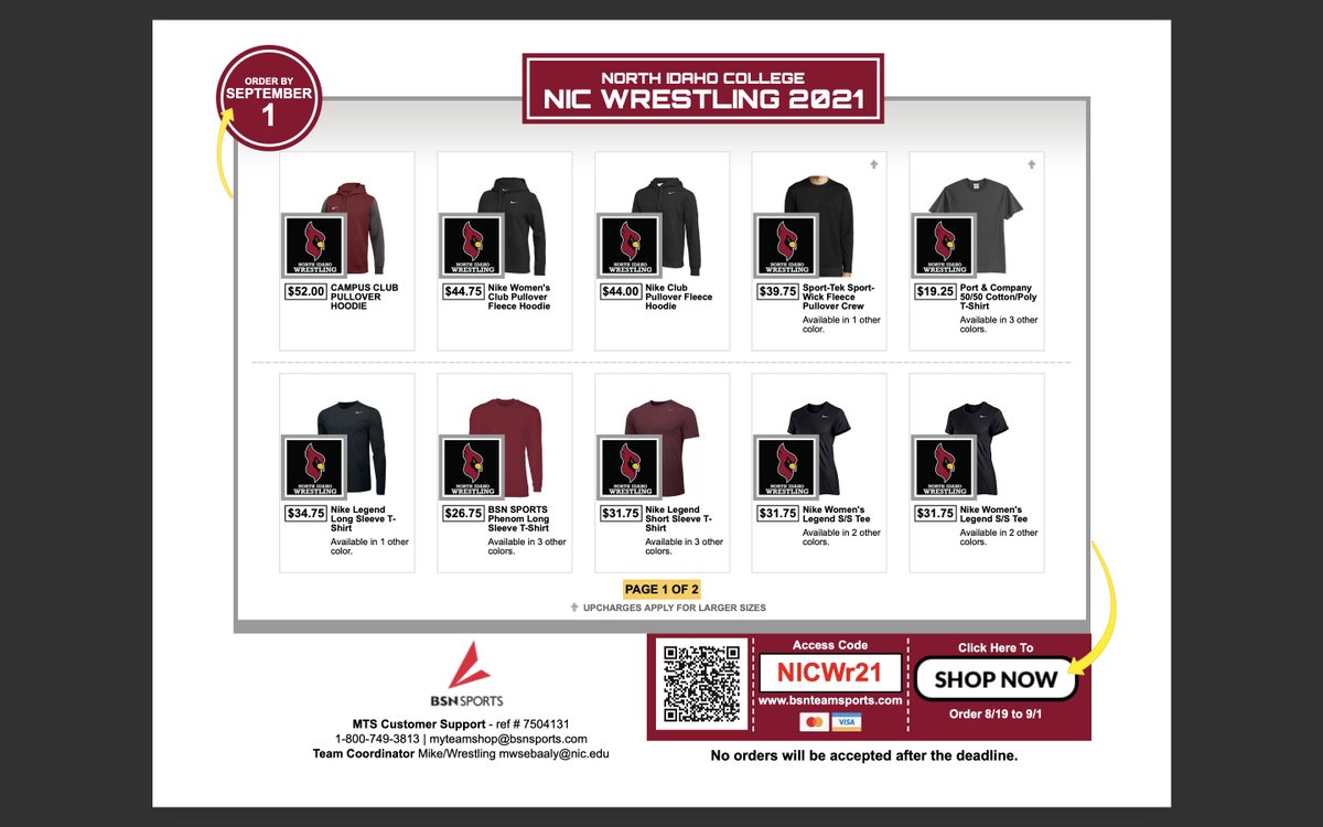 Last chance to get your #nike wrestling team gear! Shop closes at midnight! bsnteamsports.com/shop/NICWr21