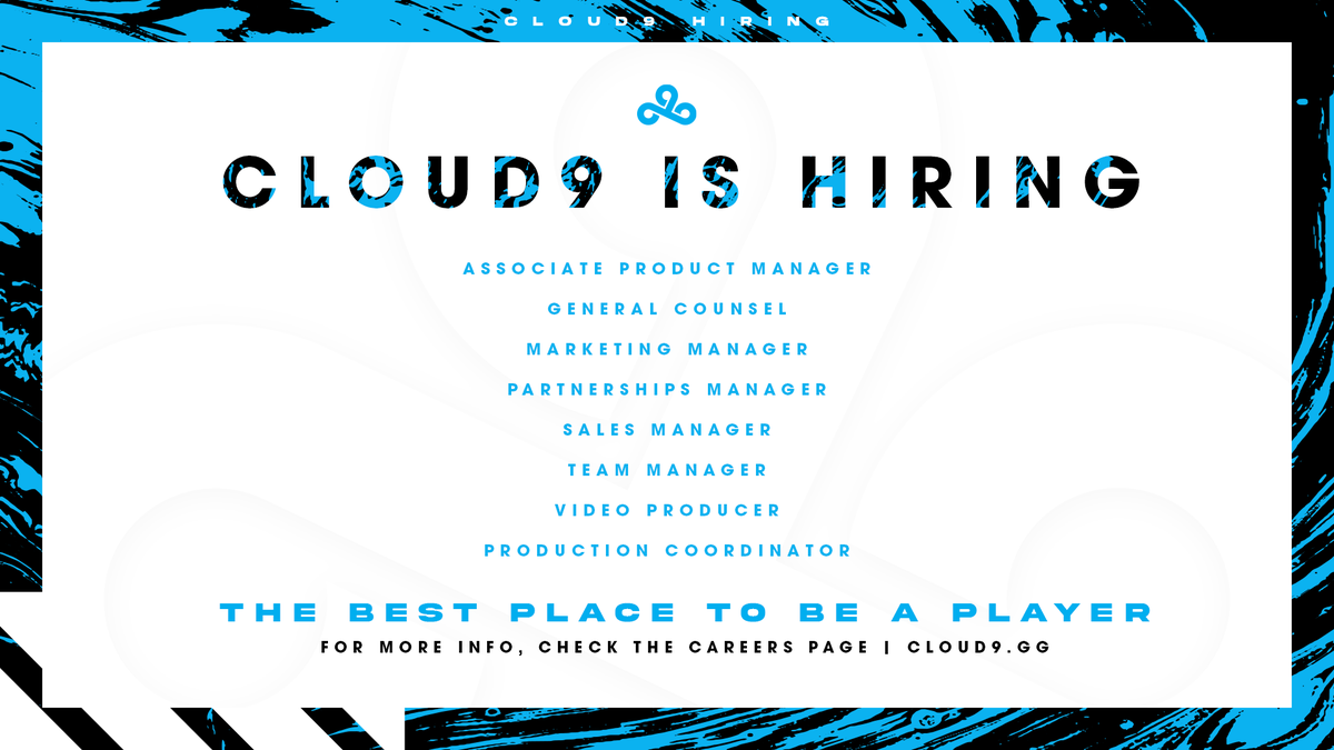 📣 WE ARE HIRING!!! 📣

Get your resumes ready and join the #C9FAM 💙

➡️ c9.gg/careers ⬅️