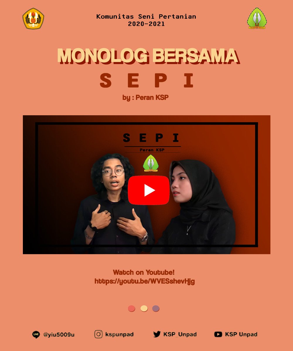 KSP_Unpad's tweet photo. 🎭MONOLOG BERSAMA - SEPI -  BY PERAN KSP 🎭 

Bidang KSP Unpad mempersembahkan sebuah karya monolog yang mengisahkan tentang orang-orang yang tidak pernah mengutarakan perasaannya. https://t.co/u325sfgHEa