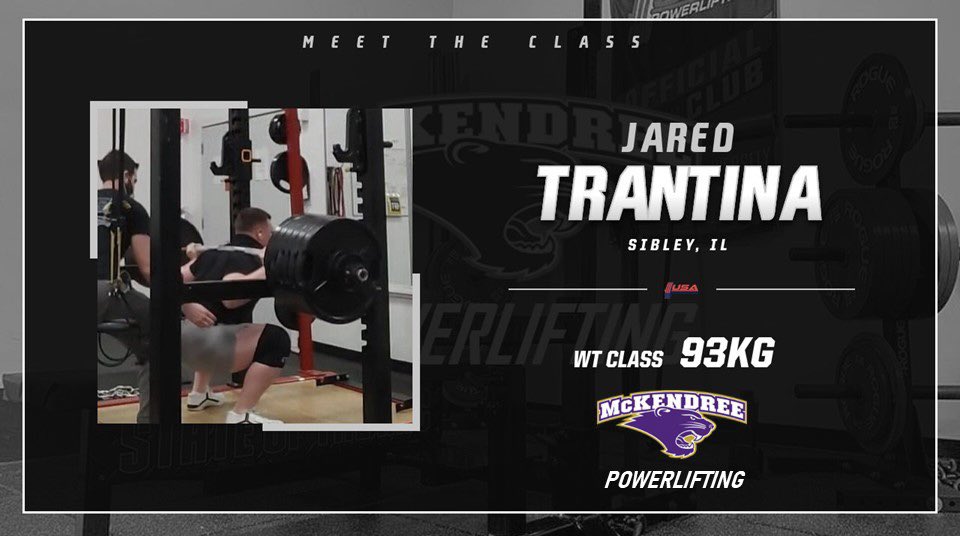 Next up we have Jared Trantina 

Hometown 🏡: Sibley, IL
Year: Junior
Major 📚: Exercise Science 
Favorite lift 🏋️‍♀️: Squat
Interesting Fact: 🧐 He won back to back football state championships in high school
 
#mckendreemonsters #mckendreepowerlifting