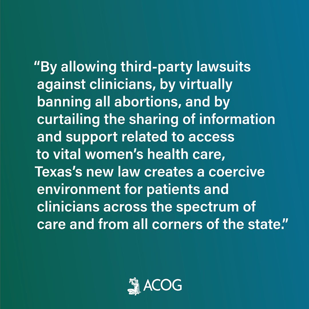 ACOG Action (@acogaction) on Twitter photo Texas #SB8 represents a clear attack on the practice of medicine in our country and on decades of established legal precedent. Read and share our joint statement from @ACOG and <a href="/MeAndMyOBG/">MeandMyOBG</a>: acog.org/news/news-rele⦠Texas #SB8 represents a clear attack on the practice of medicine in our country and on decades of established legal precedent. Read and share our joint statement from @ACOG and <a href="/MeAndMyOBG/">MeandMyOBG</a>: acog.org/news/news-releā¦