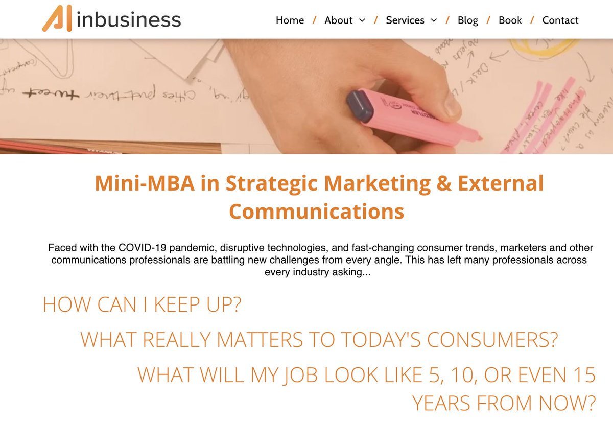 After a successful first cohort, I will be launching cohort 2 of my 8-module Mini-MBA in Strategic Marketing &amp; External Communications this October.  Full course details can be found on our website bit.ly/38vHwkQ
#marketing #mba #transformation #digital #AI