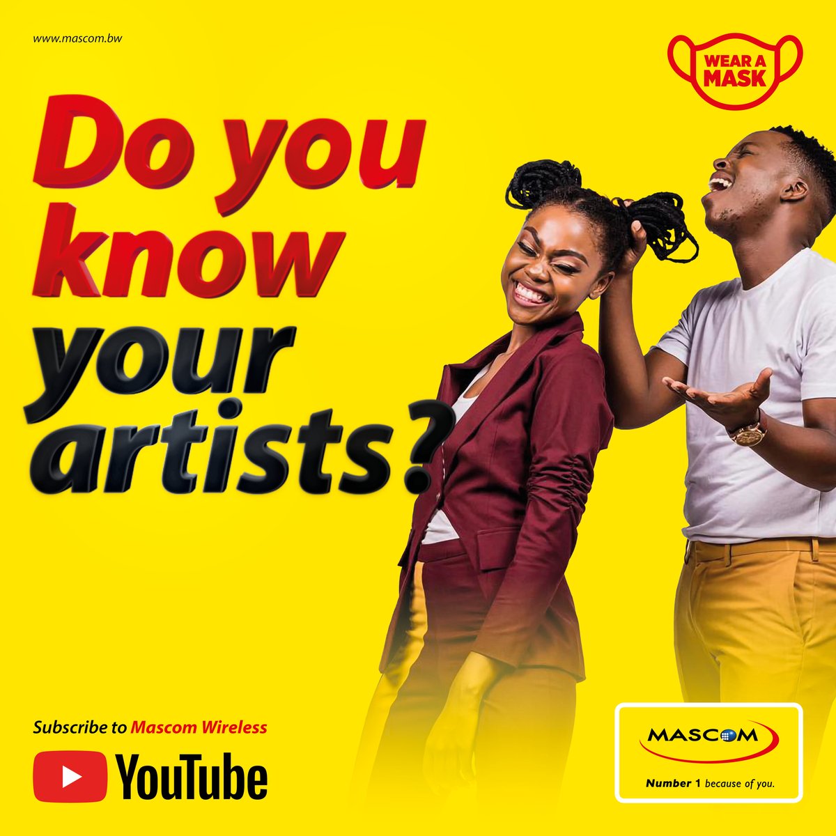 MascomWireless's tweet photo. Fun Facts!🤩
Name the duo’s sad viral melody that became the number 1 song on iTunes? 🎶
Comment below with your answer using
#MascomLiveSession and #MLSFunFacts.
Subscribe to our YouTube channel and joint the premiere 👉🏾https://t.co/uPuHZGdi0E
#Number1BecauseOfYou https://t.co/Iyx5TuNn2A