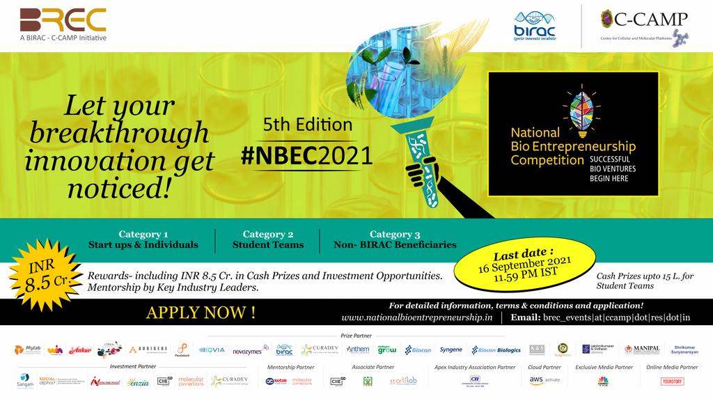 kiranshaw's tweet photo. Your opportunity of a lifetime is here! Apply for National Bio Entrepreneurship Competition #NBEC2021 with ideas that can change the game for Indian healthtech, agritech or greentech & catapult yourself to international glory!
🔗https://t.co/UZGrbDHqfo
#ScienceMeetsImpact https://t.co/rvaob93dq7