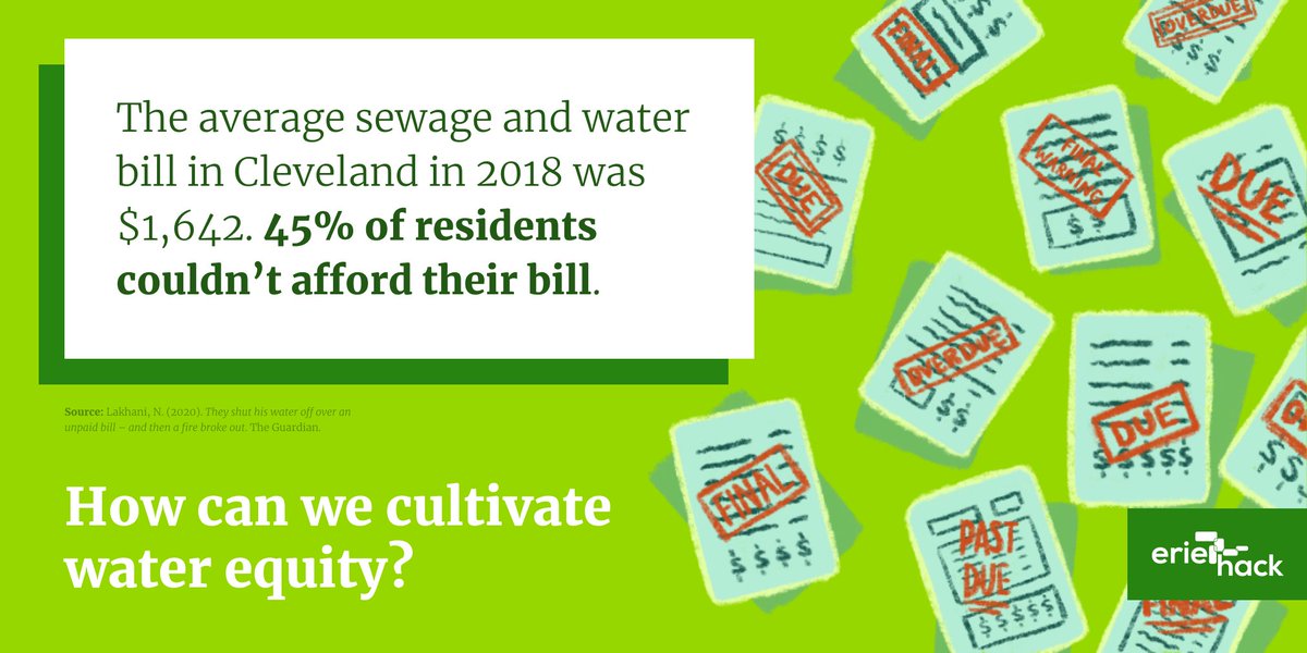 eriehack's tweet photo. The average sewage and water bill in Cleveland in 2018 was $1,642. 45% of residents couldn’t afford their bill. How can we cultivate water equity? Learn more: https://t.co/tBKnaXVEba #eriehack #lakeerie #waterequity https://t.co/QDA2fwTcHy