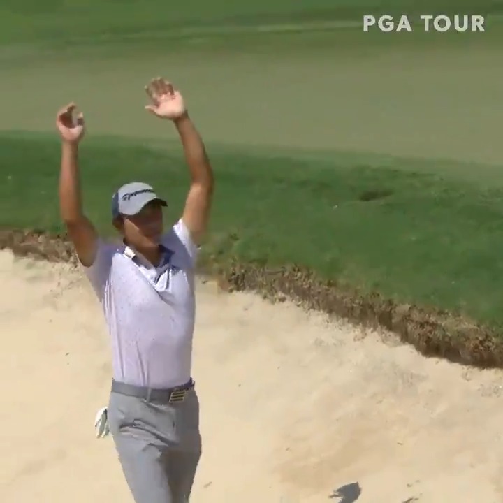 RT @PGATOUR: Plugged in the bunker.
Hit it and hope.

@Collin_Morikawa did one better.

#TOURVault https://t.co/PCs7bwIQVu