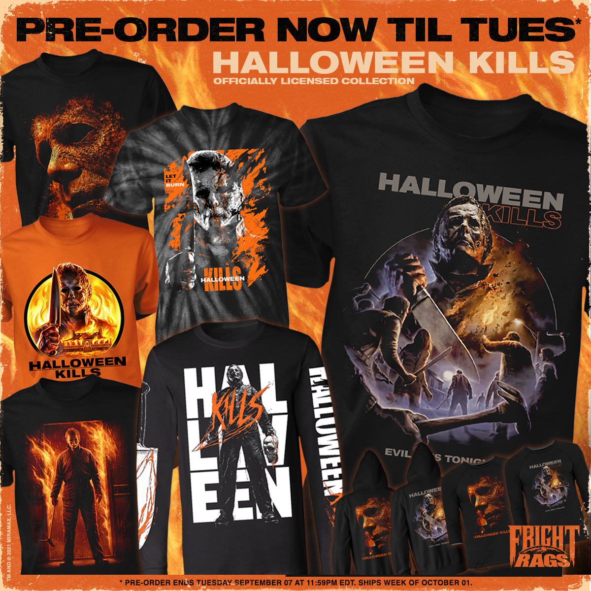 Fright Rags On Twitter Officially Licensed Halloween Kills Collection Pre Order Is Now Available For 7 Days Only T Shirts Zippered Hoodies Baseball Tees A Long Sleeve Shirt A Tie Dye All Available To Fright Rags On Twitter Officially Licensed Halloween Kills Collection Pre Order Is Now Available For 7 Days Only T Shirts Zippered Hoodies Baseball Tees A Long Sleeve Shirt A Tie Dye All Available To