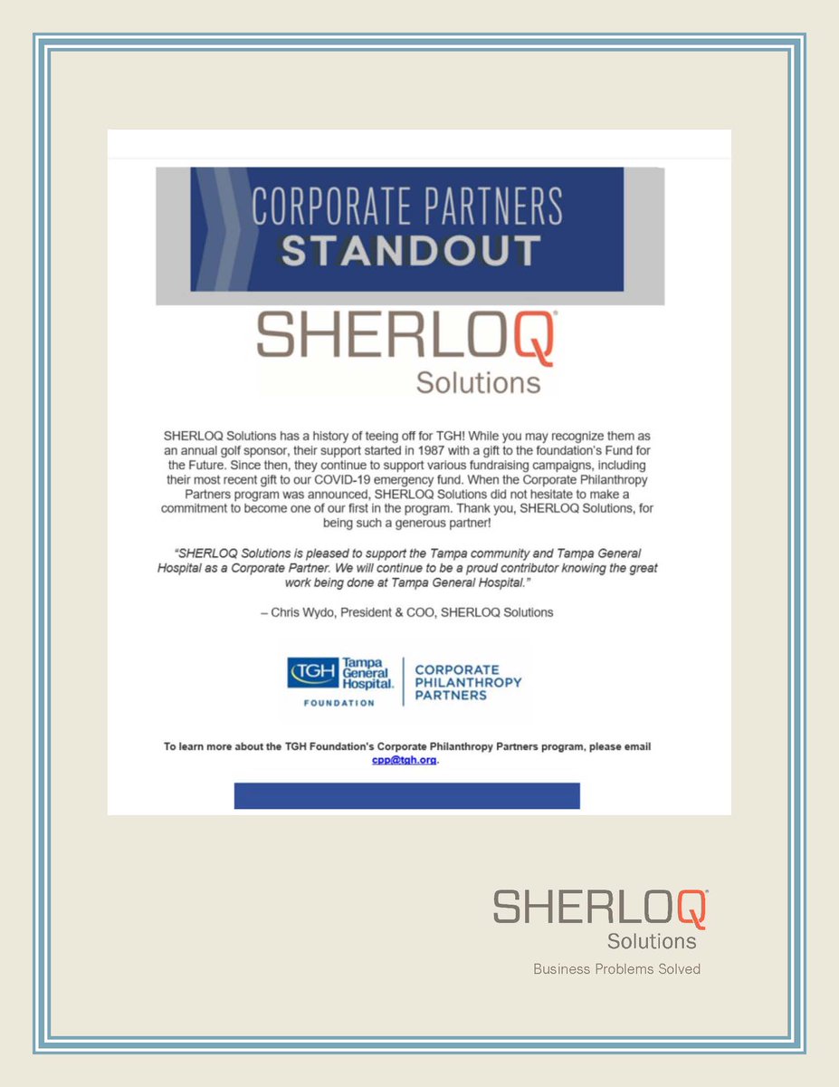 SHERLOQSolution's tweet photo. We look forward to continuing our partnership with Tampa General Hospital and supporting the community we serve. 

#community #healthcare #hospital #revenuecyclemanagement #revenuecycle #communityengagement #communityimpact https://t.co/keMPsxSE91