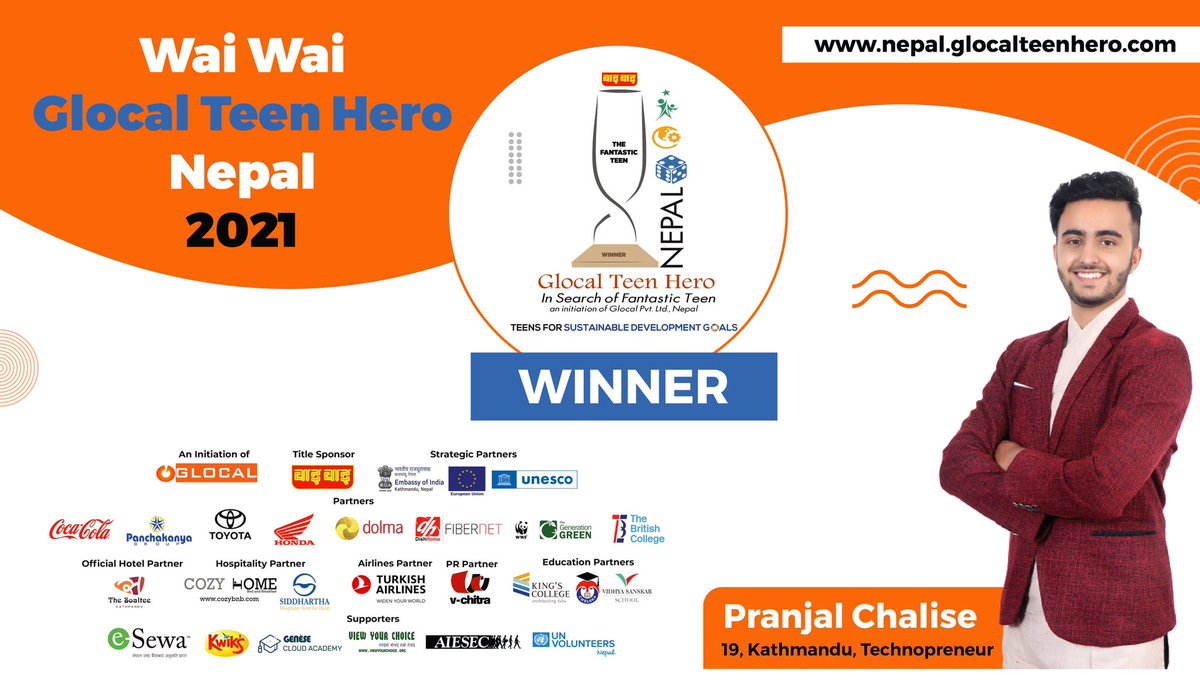 Congratulations to Pranjal Chalise, now recognized as Wai Wai Glocal Teen Hero Nepal 2021! 

#gth2021 #teenheronepal