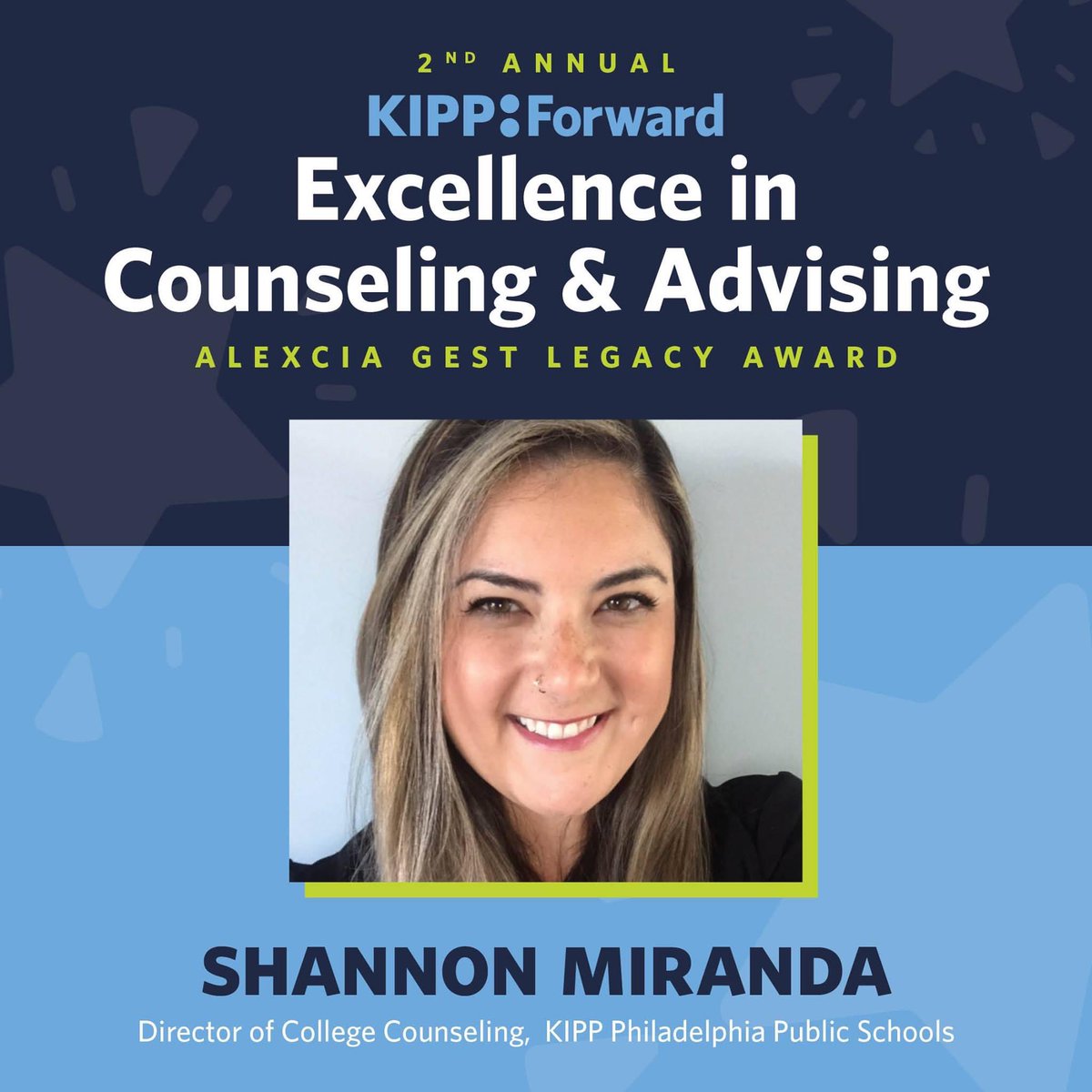 KIPPPhilly's tweet image. 📣 We are THRILLED to congratulate our own KIPP Forward leader, Shannon Miranda, for receiving the KIPP Forward Excellence in Counseling &amp;amp; Advising - Alexcia Gest Legacy! 

We are so thankful for your commitment and love for our students!✨🎉💙 #kippphilly #kippforward