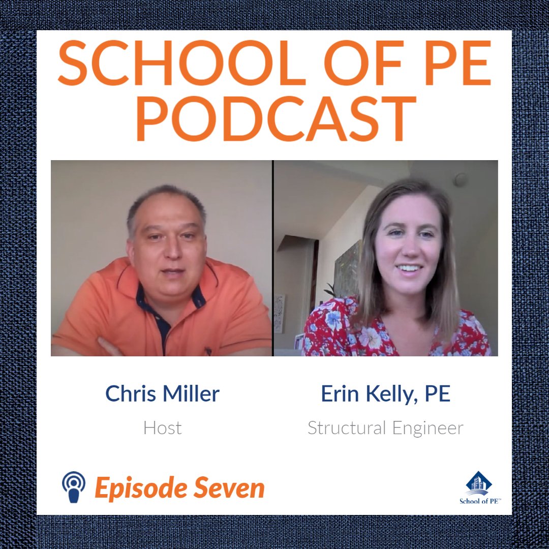 schoolofpe's tweet photo. On the seventh episode of our podcast 🎧, join Chris as he talks to Erin Kelly, an instructor for School of PE and structural engineer in California.  👷 https://t.co/xTAuLeCBmM #engineer #engineering #NCEES #engineeringexam #preparepracticepass #studyskills https://t.co/ddovrgceHr