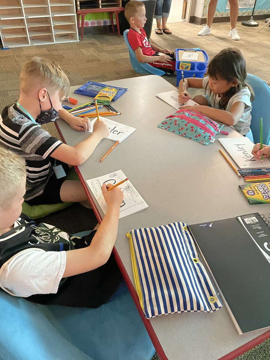 2nd grade is creating their name tents #buildingrelationships #community <a href="/sdwavid/">sdwavid</a>