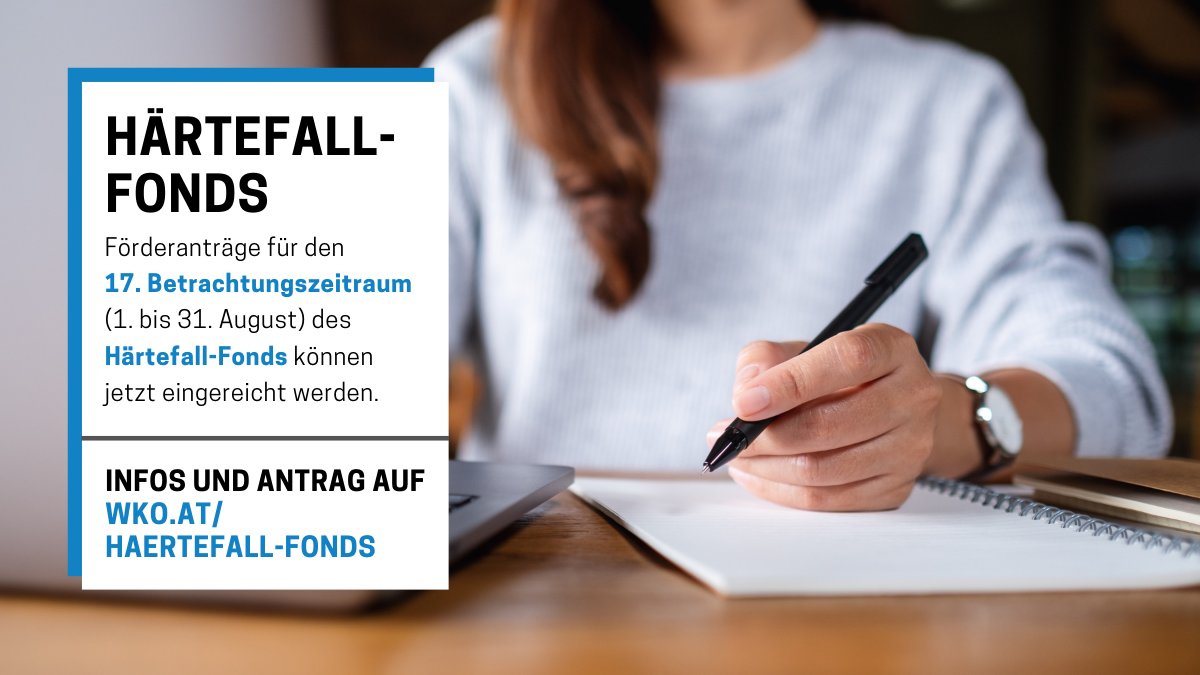 ℹ wko.at/haertefall-fon…

📆 Ab heute kann Unterstützung aus dem #HärtefallFonds für das 17. #Corona-Monat (1. bis 31. August 2021) beantragt werden.