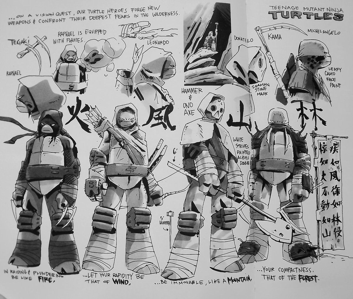 TMNT 2012 always had really great character sheets, they inspired me alot with how I'd draw mine every rare occasion. 