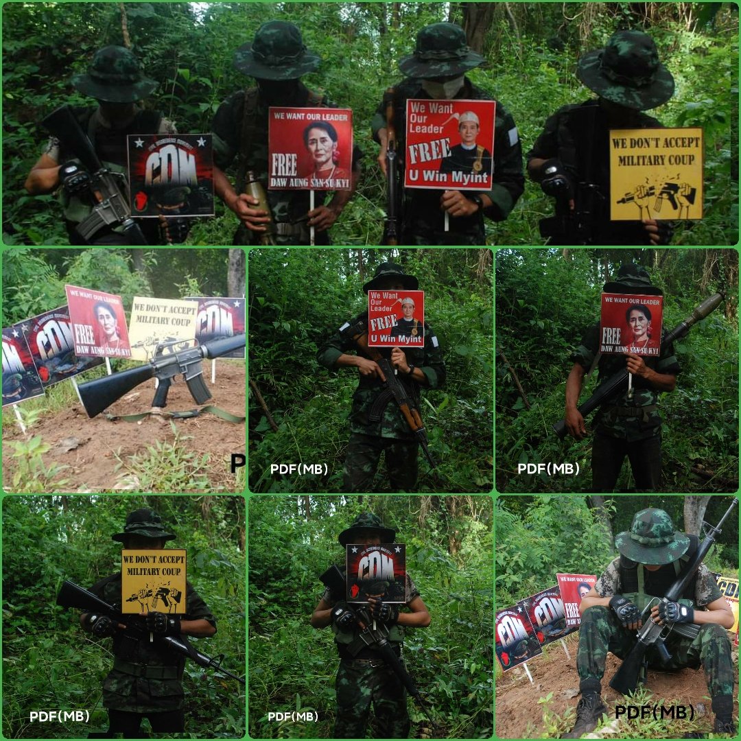 Despite the trainings in forest , #MoeByae PDF members never hesitate to protest against fascist army .
#ASEAN_StandForDemocracy
#Sep1Coup
#WhatsHappeningInMyanmar