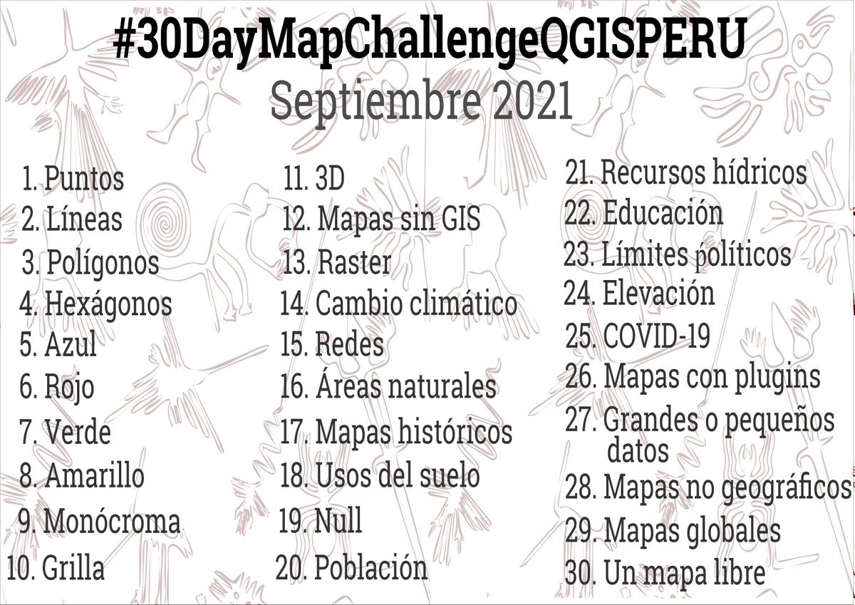 ¡¡¡ Arrancamos con nuestra mapatón #30DayMapChallengeQGISPERU !!! 

¡¡Anímate y muestra tu talento con los mapas de todas las maneras que quieras!! 🤠🗾 Recuerda que es un evento gratuito, libre 🙃

📌Bases del evento 📌
qgispe.github.io/30DayMapChalle…
#ComparteYlibérate