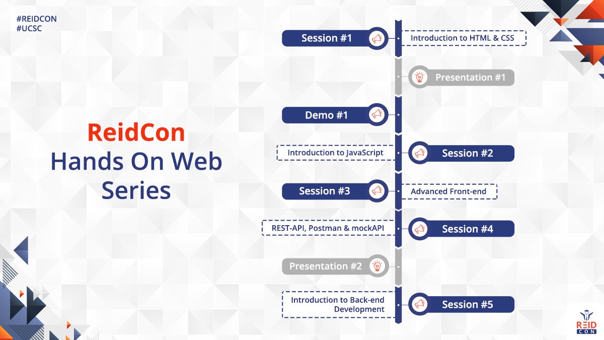 ReidConUCSC's tweet photo. Freshers, are y’all ready to put forth your ideas into a reality? The time is now, to learn all you need about web development. Stay tuned first year undergrads, for phase 2 of the ReidCon!
#REIDCON
#UCSC https://t.co/tTyt4lN34F