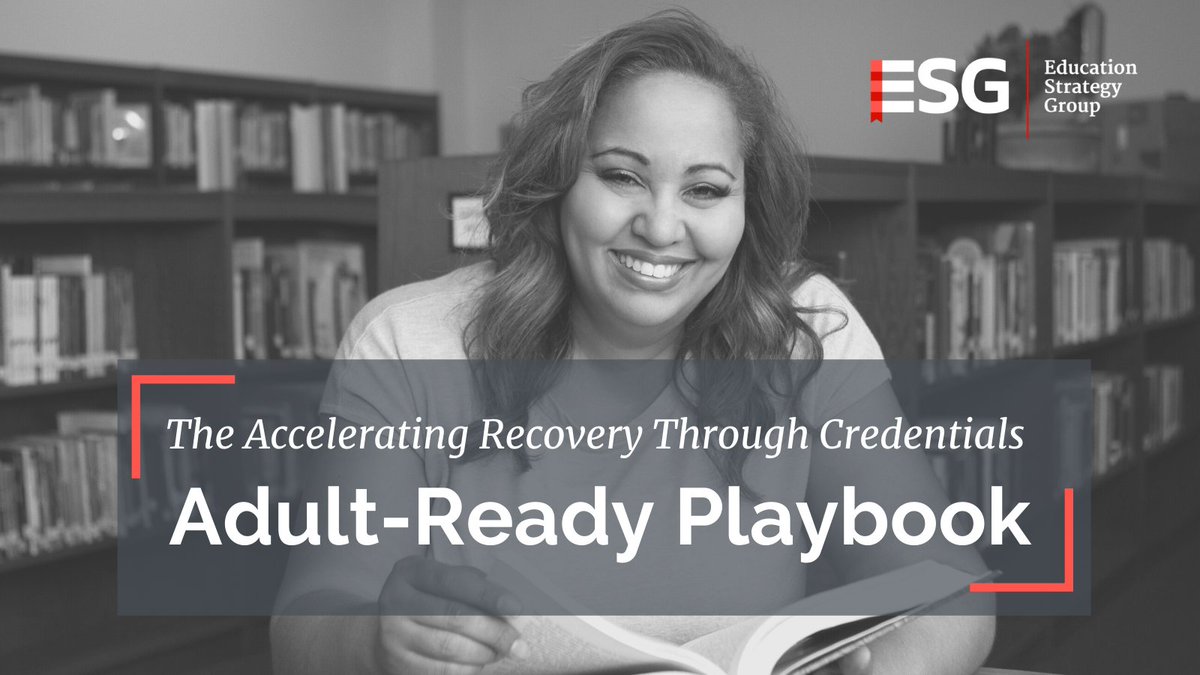 edstrategygroup's tweet photo. NEW: We are excited to launch The Accelerating Recovery through Credentials Adult-Ready Playbook, a comprehensive resource to help leaders re-envision education for post-traditional learners. Learn more: https://t.co/ExzYQZiyOX https://t.co/dXFecCoGV1