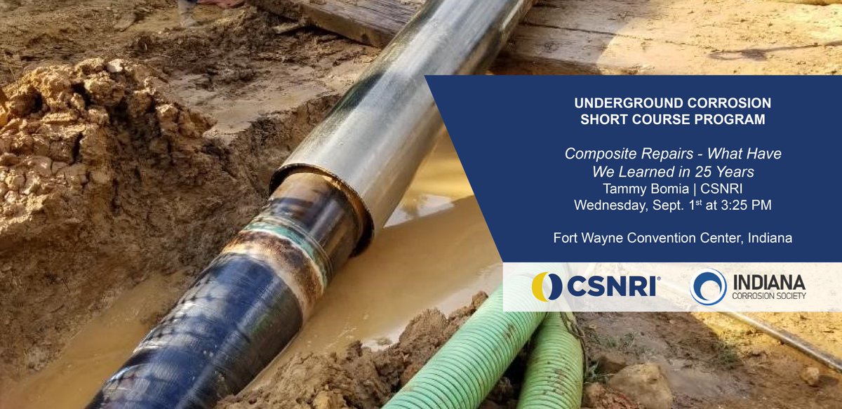 CSNRIComposites's tweet photo. 📣If you’re attending the Indiana Underground Corrosion Short Course, don’t miss Tammy Bomia’s presentation “Composite Repairs – What We’ve Learned in 25 Years” today at 3:25 PM.👩🏫 #CSNRI #composites #corrosion https://t.co/FePYcOe4kc