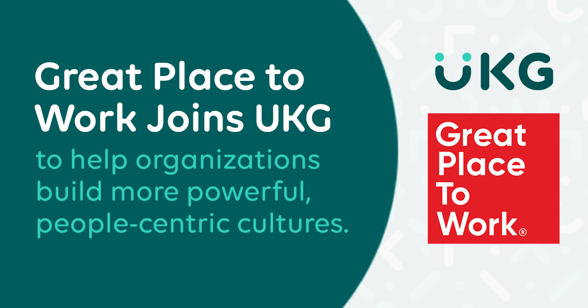 UKGInc's tweet image. Please join us in celebrating a pivotal moment in our history as we welcome @GPTW_US into our family! Together, we will focus on helping others build remarkable cultures that become recognized as world-class workplaces. Learn more: ukg.inc/c2t #BetterWorkplaces