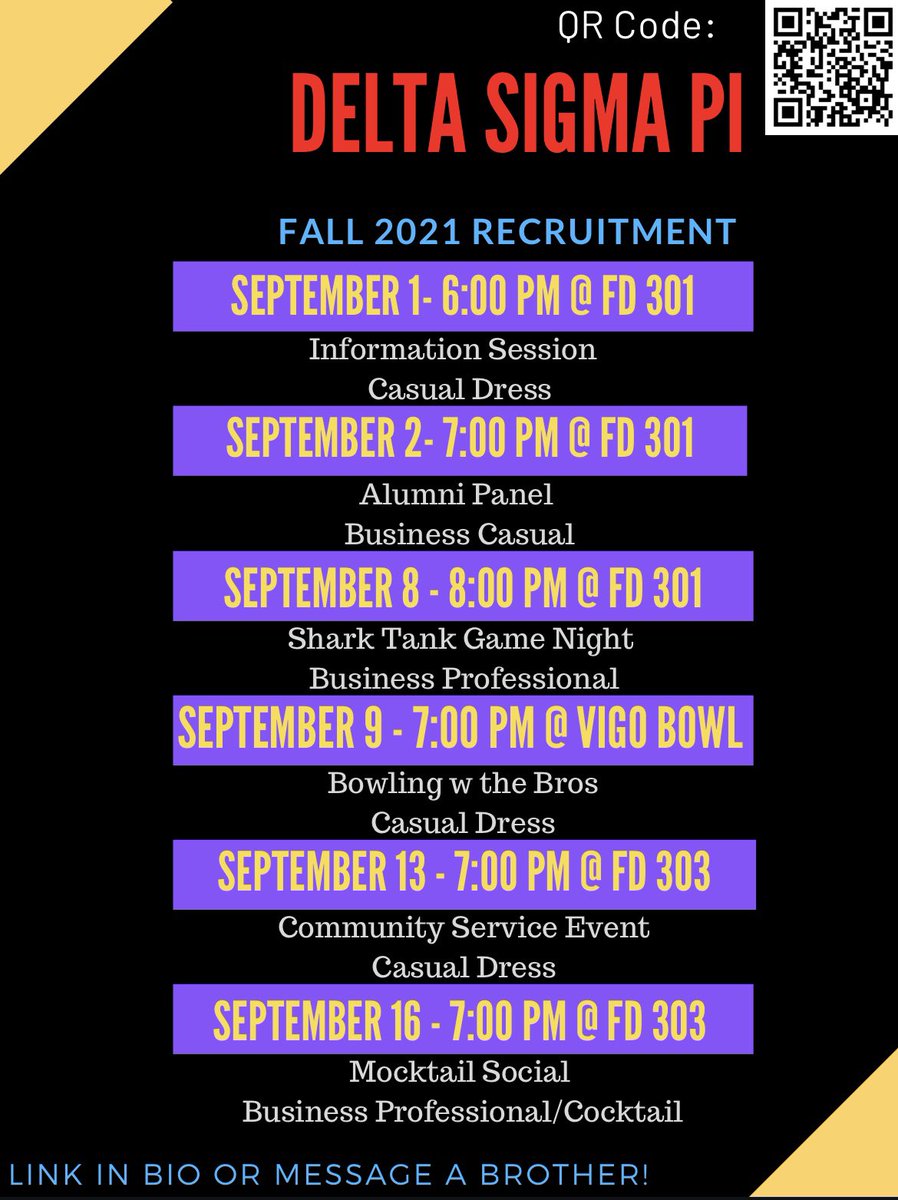 Recruitment Events starts tonight at 6pm!!