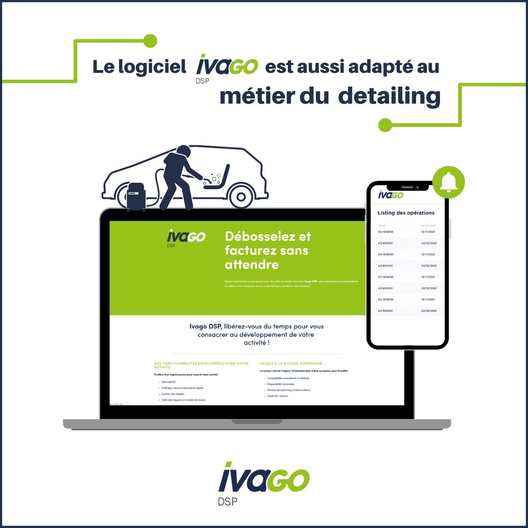 Ivago_Auto's tweet image. Le saviez-vous ? Notre logiciel métier dédié au débosselage sans peinture est aussi utilisé par les professionnels du detailing 🙂

Pour plus d'informations ou pour obtenir une démonstration, contactez-nous 📞

👉 bit.ly/3jbGQqJ

#Software #CRM #Logiciel #Automobile
