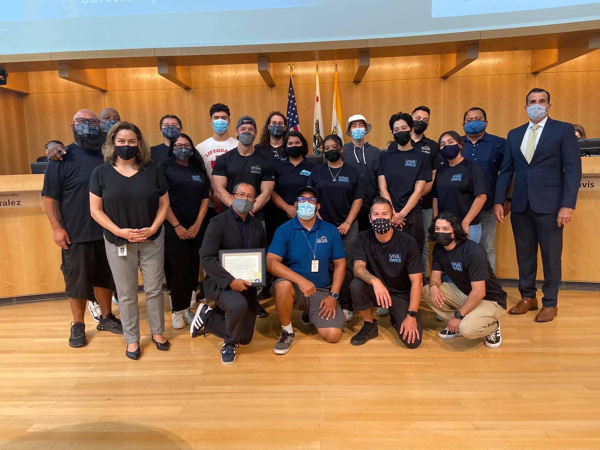 Super proud of this awesome team. We were honored for our summer aquatics program and our Viva Park Program by Council Members <a href="/SylviaArenas/">Sylvia Arenas</a> and <a href="/MayaEsparzaSJ/">MayaEsparzaSJ</a>. Thank you for the recognition and your support. Huge thanks to rock star (literally) <a href="/JustinImamura/">Justin Imamura</a> for you leadership!