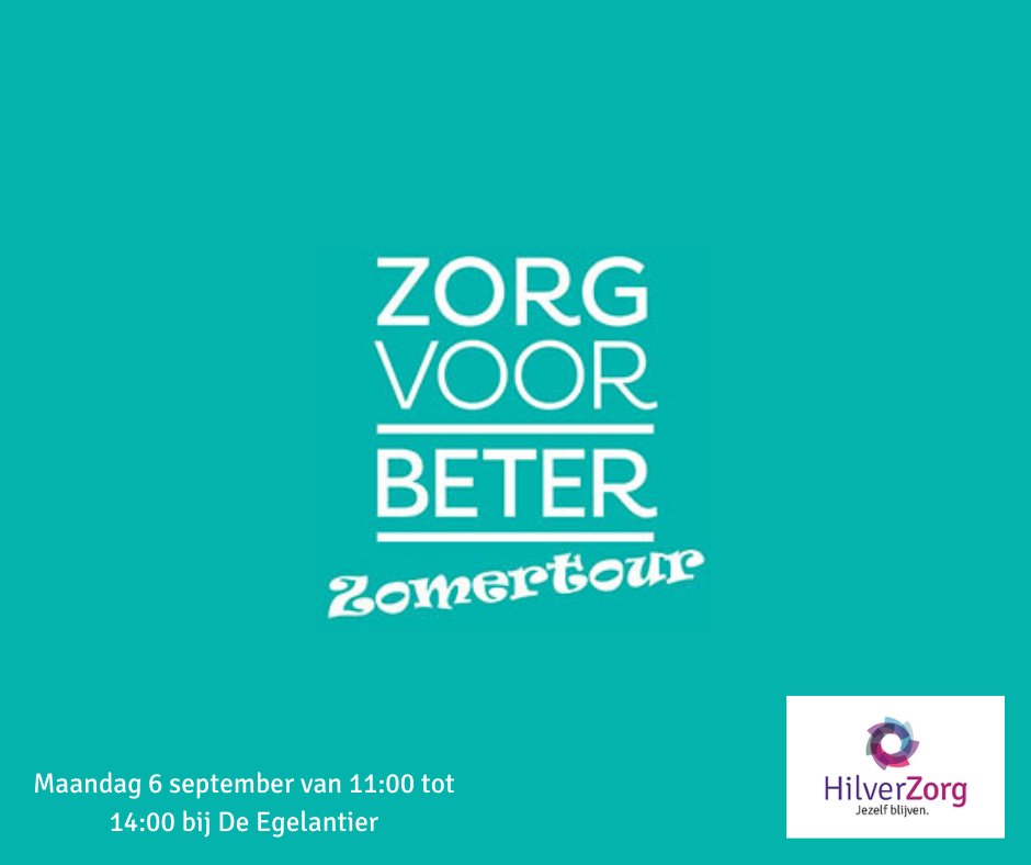 Op maandag 6 september komt de Zorg voor Beter Zomertour naar De Egelantier. Alle medewerkers van HilverZorg zijn van harte welkom van 11.00 tot 14.00 uur bij de zomertourstand. 
Meer info: facebook.com/HilverZorg/pho…