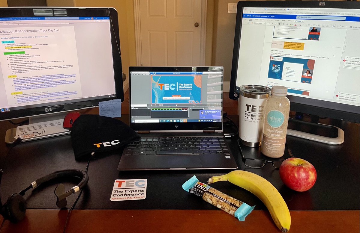 West Coast virtual machine and OBS event producer team ⁦<a href="/RyanGMcK/">Ryan McKinney</a>⁩ &amp; ⁦<a href="/KarenMStones/">Karen Stones</a>⁩ <a href="/Quest/">Quest Software</a>⁩ ready to rock-n-roll for Day One, Migration and Modernization Track at #TEC2021 #SecondTimesACharm